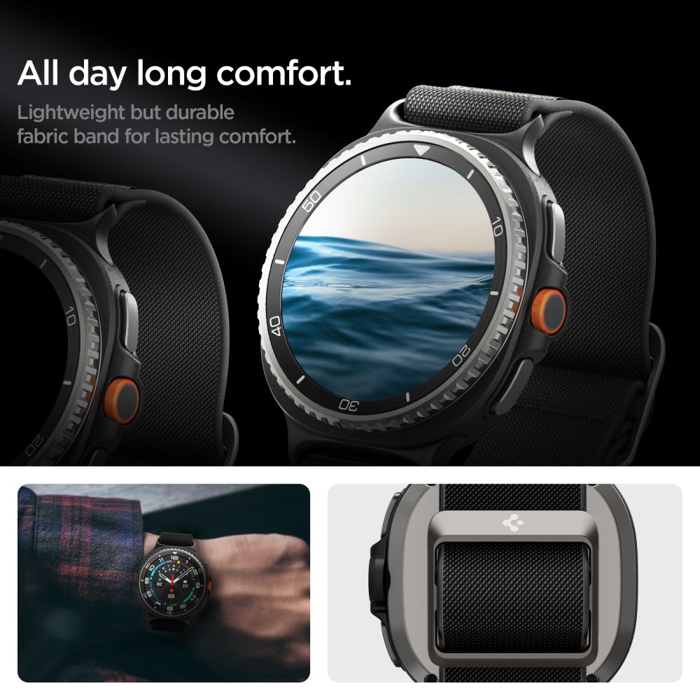 Spigen Fit Lite dirželis, skirtas Samsung Galaxy Watch 40/44/46 mm – juodas
