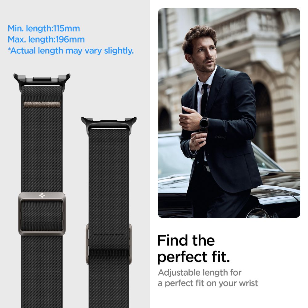 Spigen Fit Lite dirželis, skirtas Samsung Galaxy Watch 40/44/46 mm – juodas