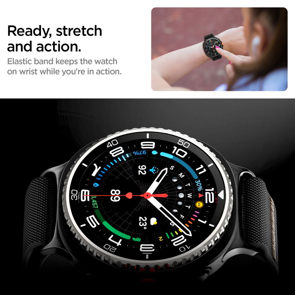 Spigen Fit Lite dirželis, skirtas Samsung Galaxy Watch 40/44/46 mm – juodas