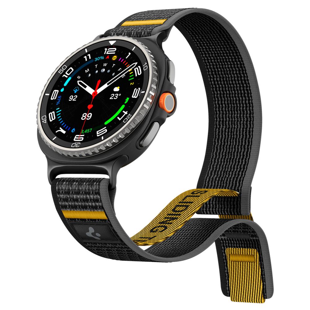 Spigen Athlex oro dirželis, skirtas Samsung Galaxy Watch 40/44/46mm – juoda ir geltona
