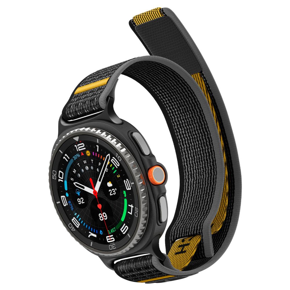 Spigen Athlex oro dirželis, skirtas Samsung Galaxy Watch 40/44/46mm – juoda ir geltona