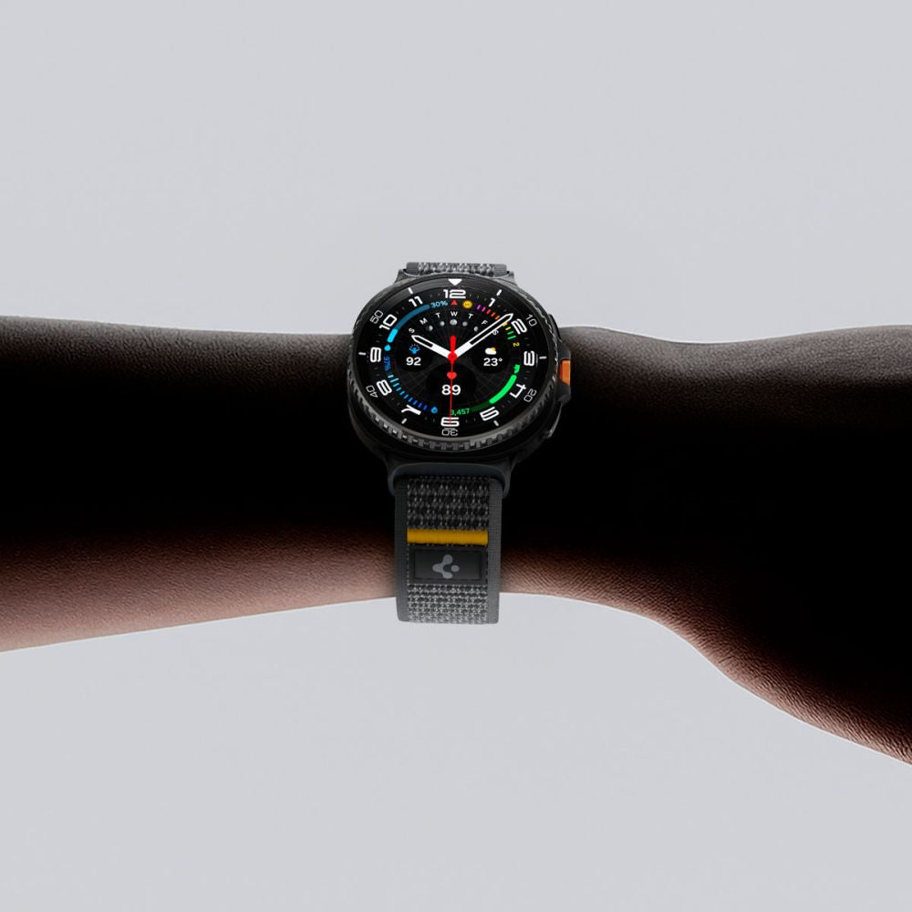 Spigen Athlex oro dirželis, skirtas Samsung Galaxy Watch 40/44/46mm – juoda ir geltona