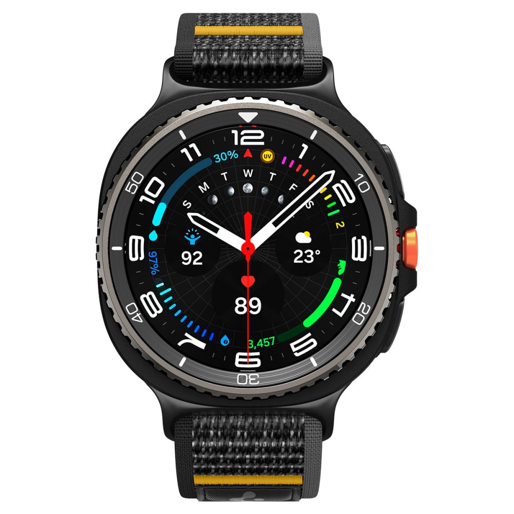 Spigen Athlex oro dirželis, skirtas Samsung Galaxy Watch 40/44/46mm – juoda ir geltona