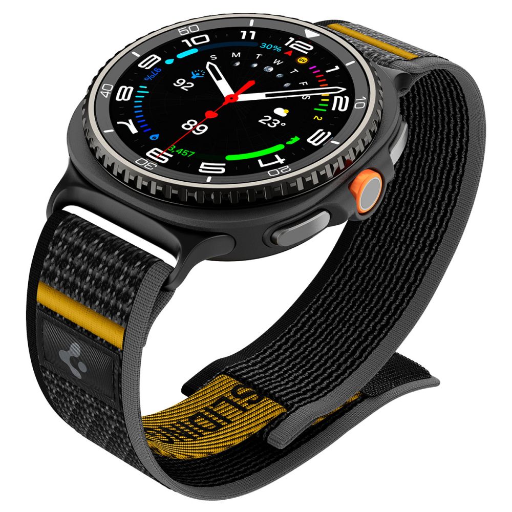 Spigen Athlex oro dirželis, skirtas Samsung Galaxy Watch 40/44/46mm – juoda ir geltona