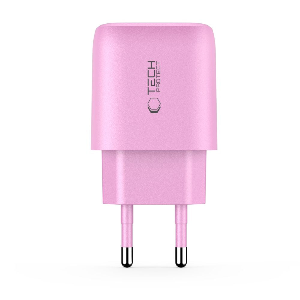 Tech-Protect NCA20 PD 20W QC3.0 USB-A / USB-C sieninis įkroviklis - rožinis -- Cell phone chargers