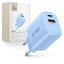 Tech-Protect NCA20 PD 20W QC3.0 USB-A / USB-C sieninis įkroviklis - mėlynas -- Cell phone chargers