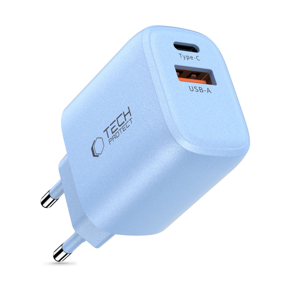 Tech-Protect NCA20 PD 20W QC3.0 USB-A / USB-C sieninis įkroviklis - mėlynas -- Cell phone chargers
