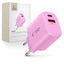 Tech-Protect NCA30 PD 30W QC3.0 USB-A / USB-C sieninis įkroviklis - rožinis -- Cell phone chargers
