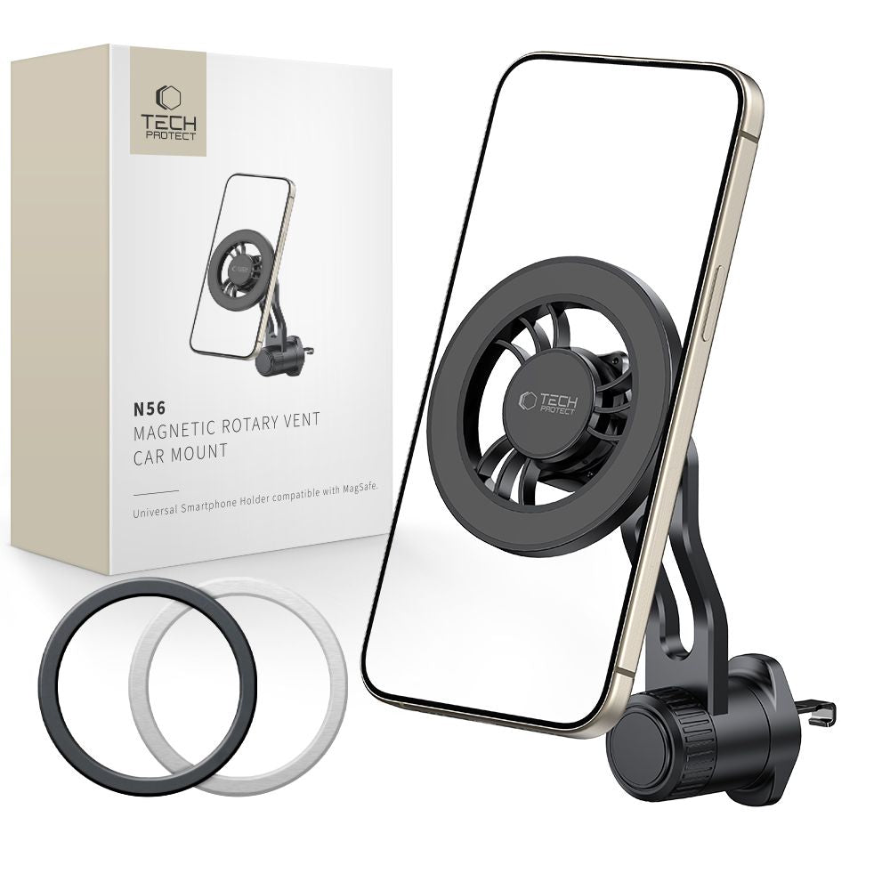 Tech-Protect automobilinis ventiliacijos grotelių laikiklis N56 su MagSafe - juodas -- Cell phone holders