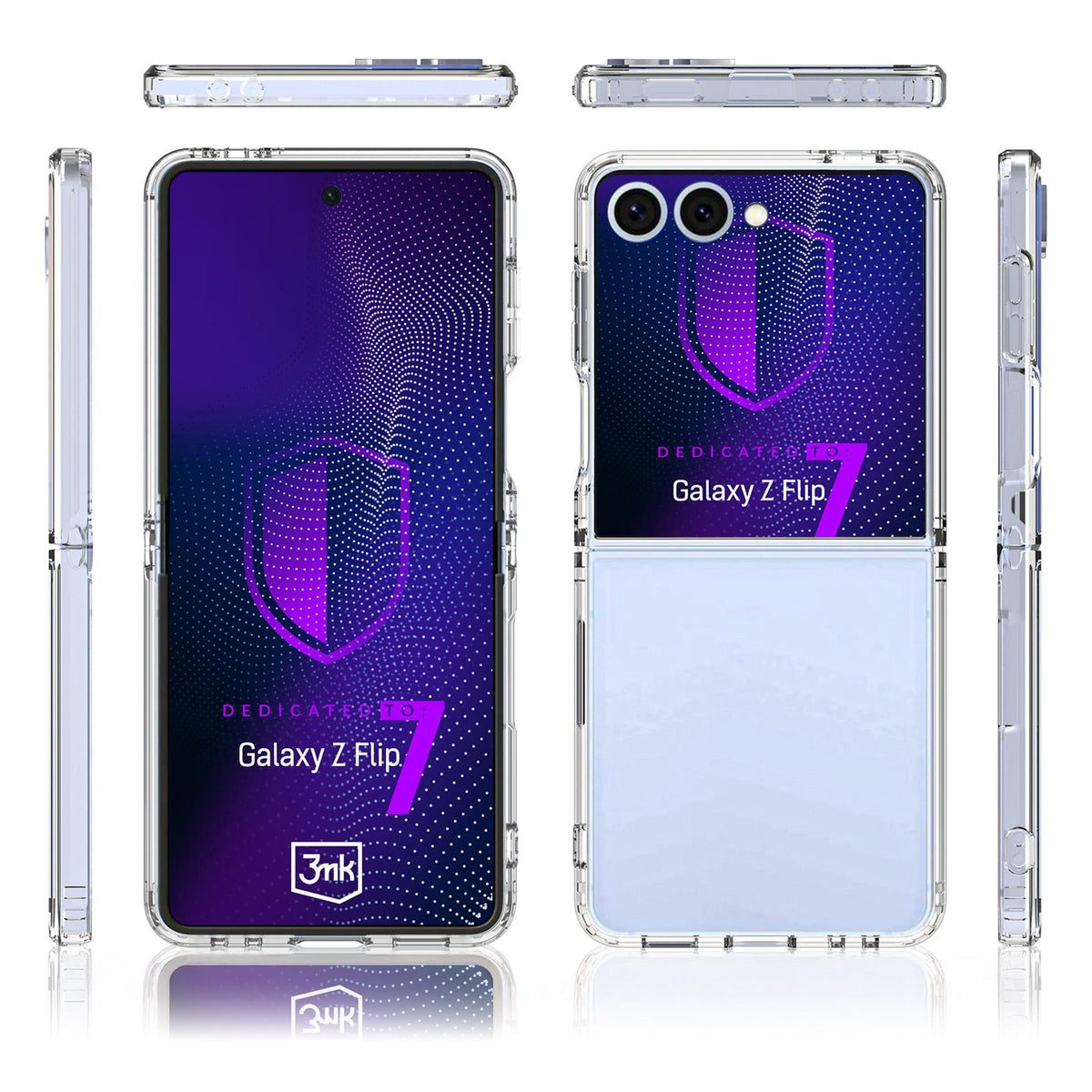 3mk šarvų dėklas, skirtas Samsung Galaxy Z Flip 7 – skaidrus