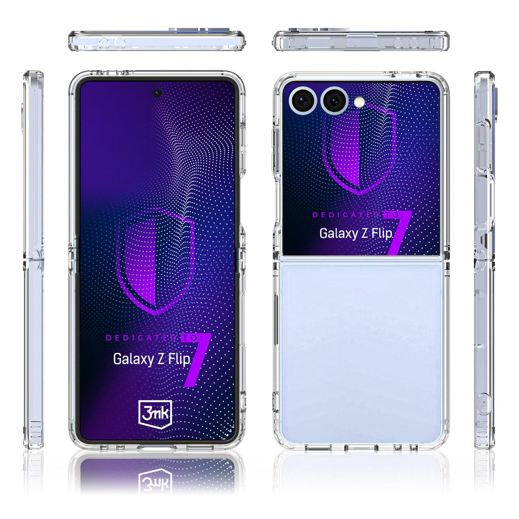 3mk šarvų dėklas, skirtas Samsung Galaxy Z Flip 7 – skaidrus