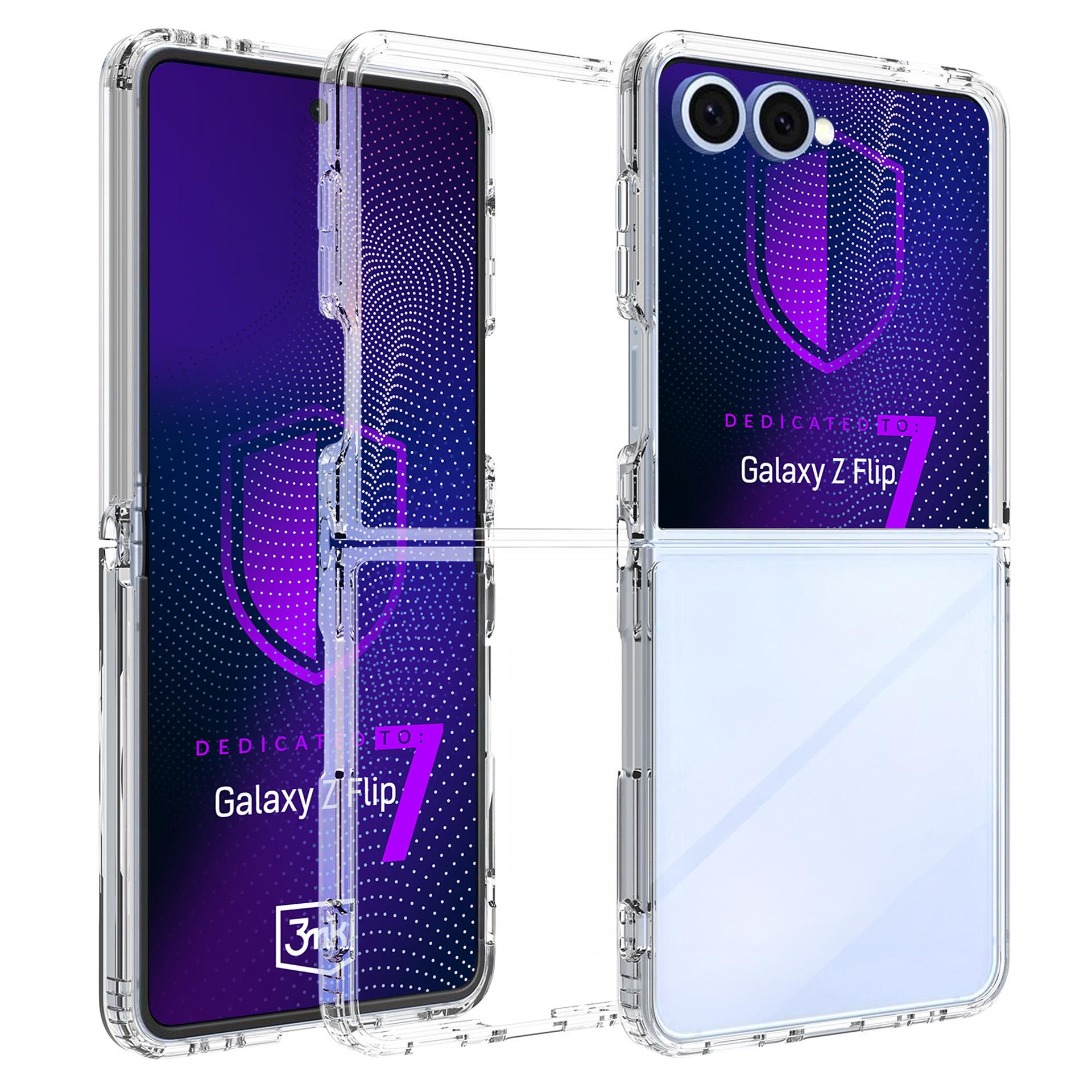 3mk šarvų dėklas, skirtas Samsung Galaxy Z Flip 7 – skaidrus