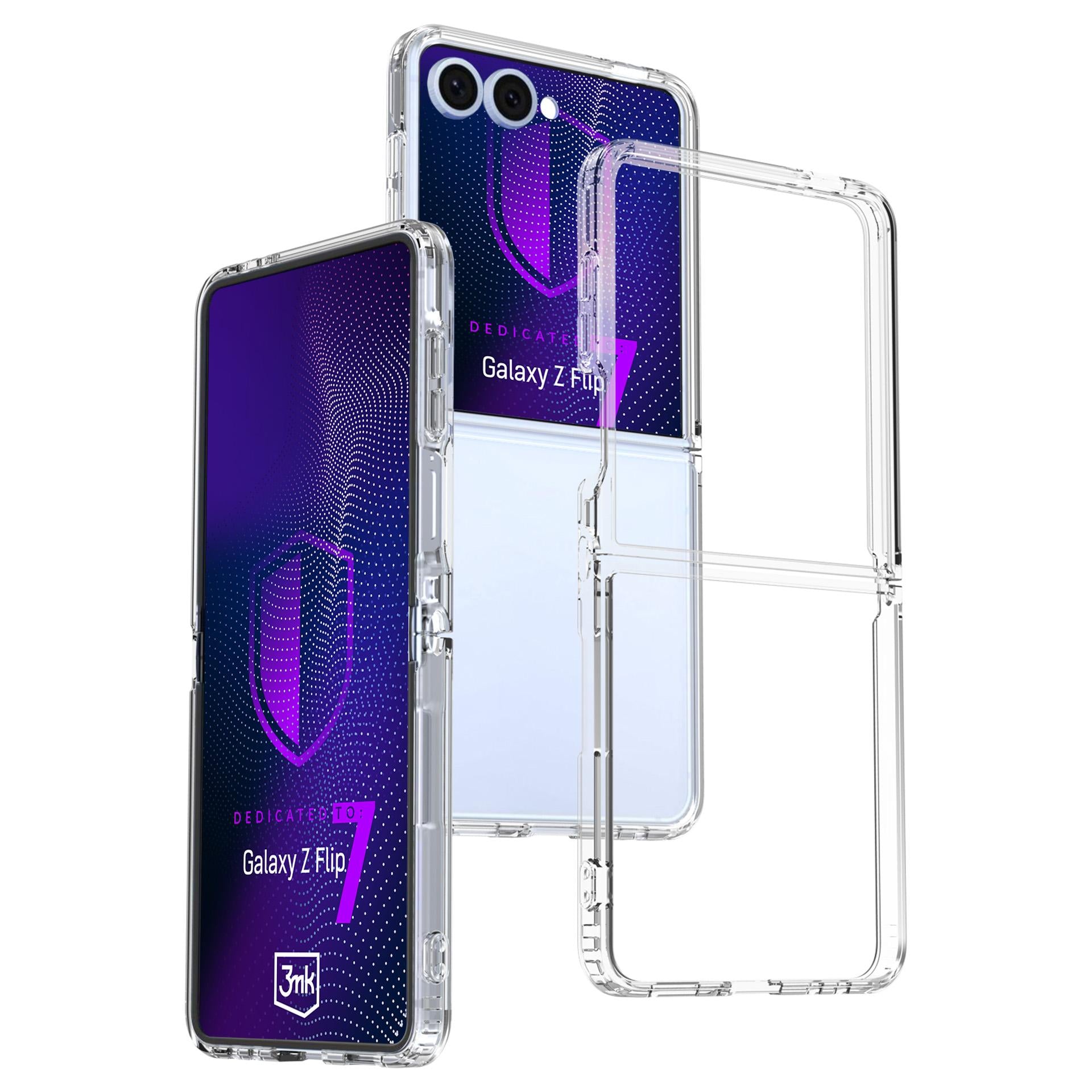 3mk šarvų dėklas, skirtas Samsung Galaxy Z Flip 7 – skaidrus