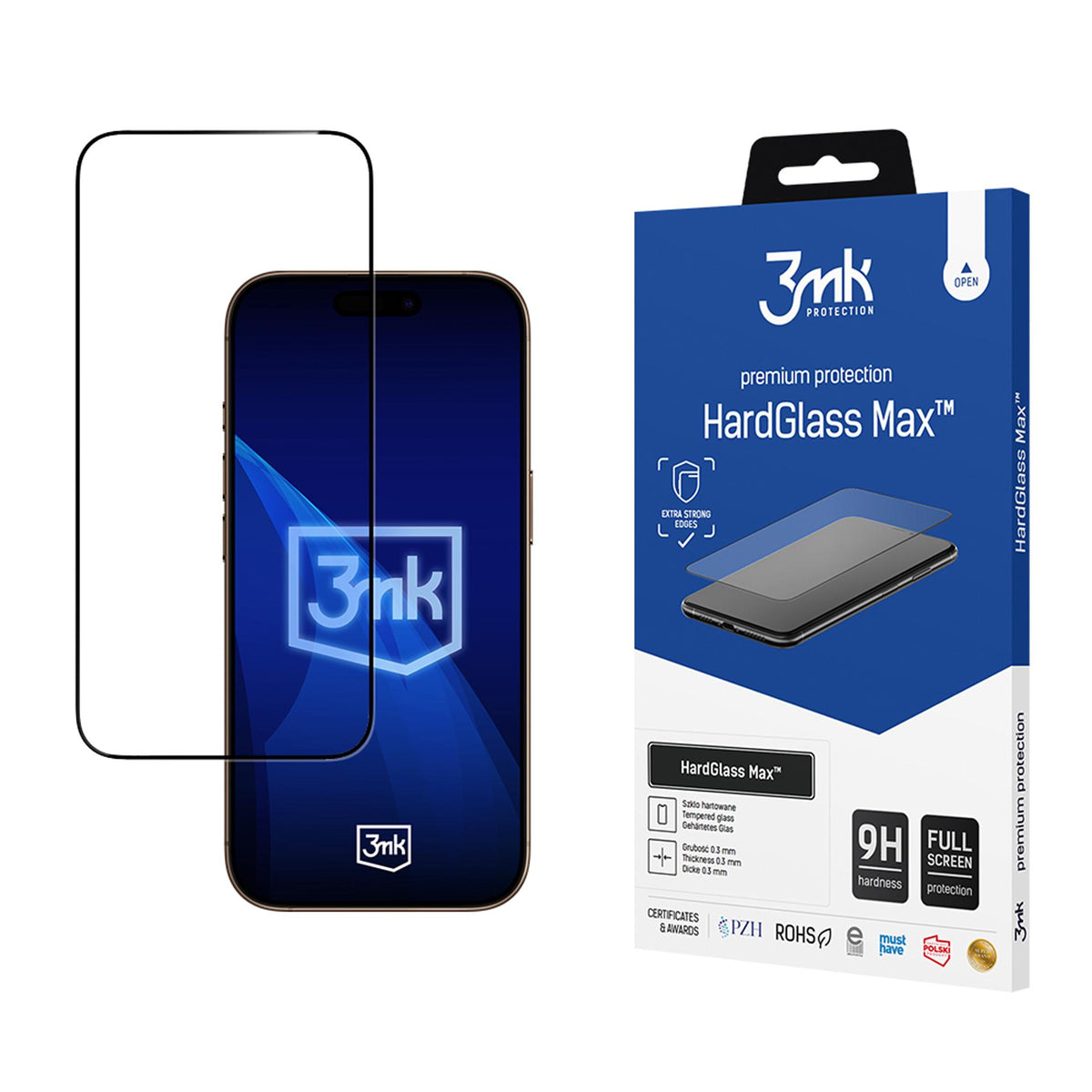 Sustiprintas 3mk HardGlass Max Black grūdintas stiklas Apple iPhone 17 Pro Max -- iPhone 17 Pro Max