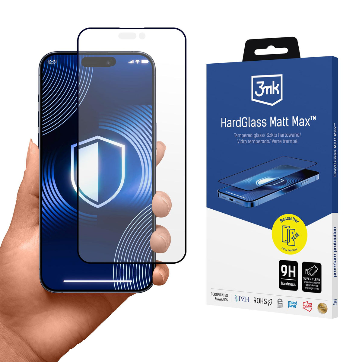 Matinis grūdintas stiklas 3mk HardGlass Matt Max skirtas Apple Iphone 17 Pro