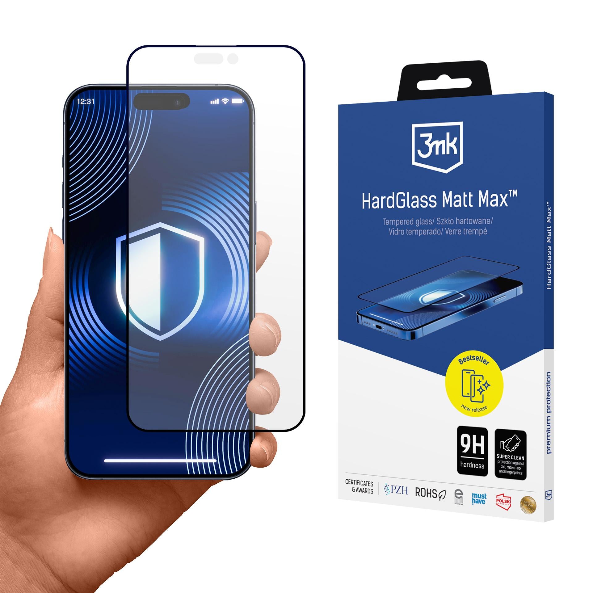 Matinis grūdintas stiklas 3mk HardGlass Matt Max skirtas Apple Iphone 17 Pro
