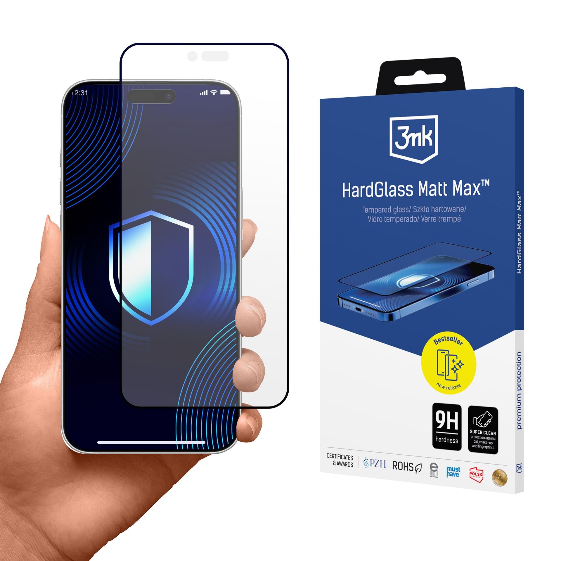 Matinis grūdintas stiklas 3mk HardGlass Matt Max skirtas Apple Iphone 17 Air