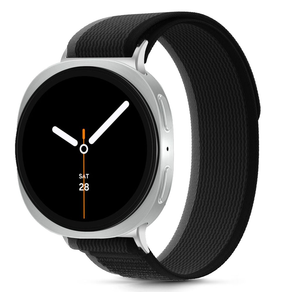 Tech-Protect nailono juostelinis dirželis, skirtas Samsung Galaxy Watch 40/44/46 mm – juoda ir oranžinė -- Samsung Galaxy...