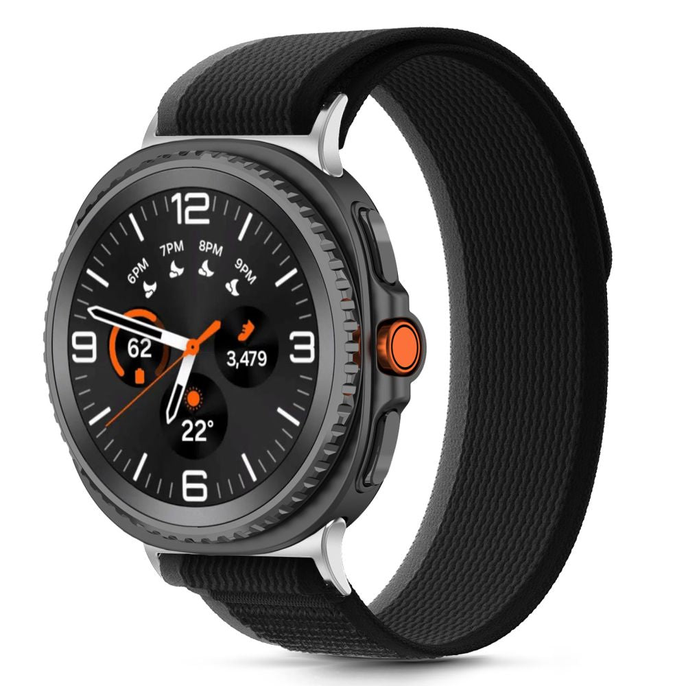 Tech-Protect nailono juostelinis dirželis, skirtas Samsung Galaxy Watch 40/44/46 mm – juoda ir oranžinė -- Samsung Galaxy...