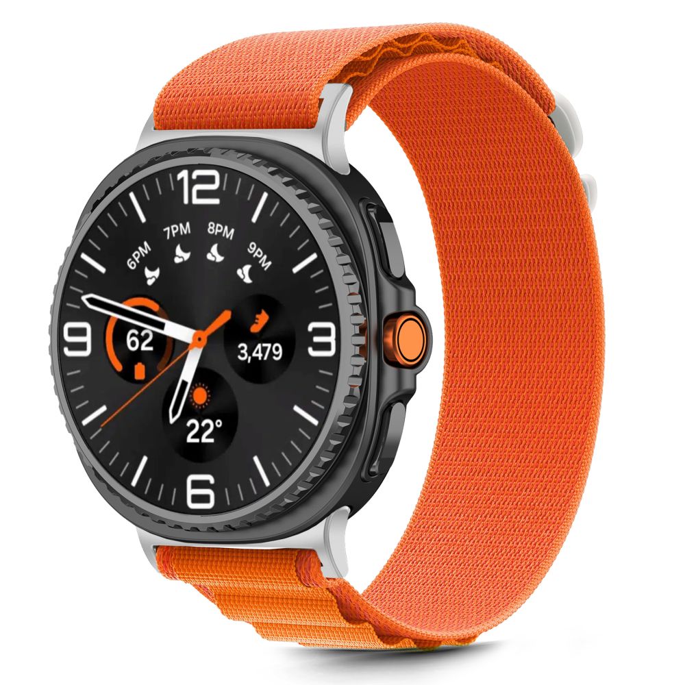 Tech-Protect nailono juostelinis dirželis, skirtas Samsung Galaxy Watch 40/44/46 mm – oranžinis -- Samsung Galaxy Watch 40