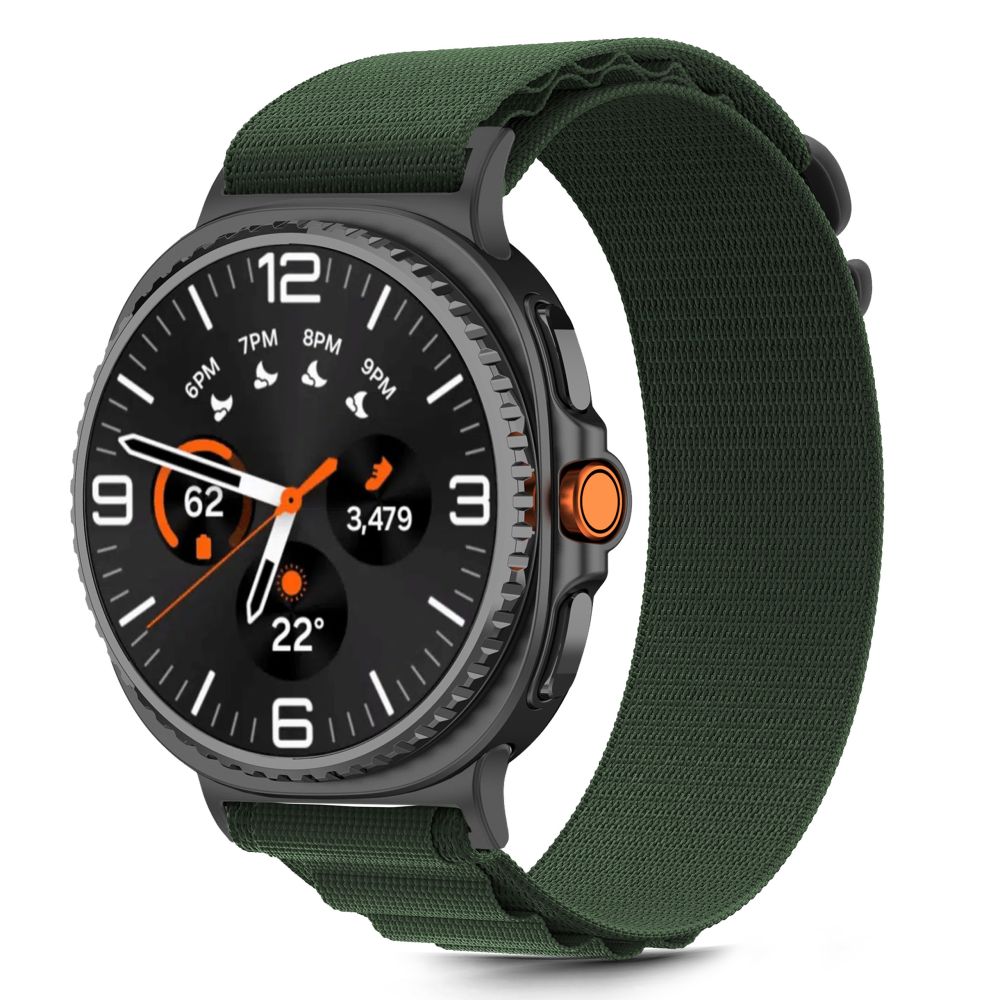 Tech-Protect nailono juostelinis dirželis, skirtas Samsung Galaxy Watch 40/44/46 mm – žalias -- Samsung Galaxy Watch 40