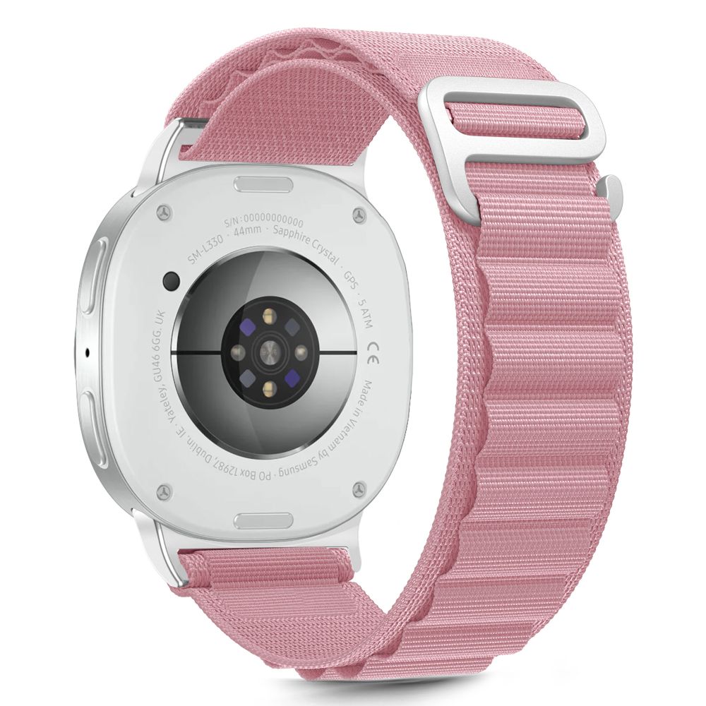 Tech-Protect nailono juostelinis dirželis, skirtas Samsung Galaxy Watch 40/44/46 mm – rožinis -- Samsung Galaxy Watch 40