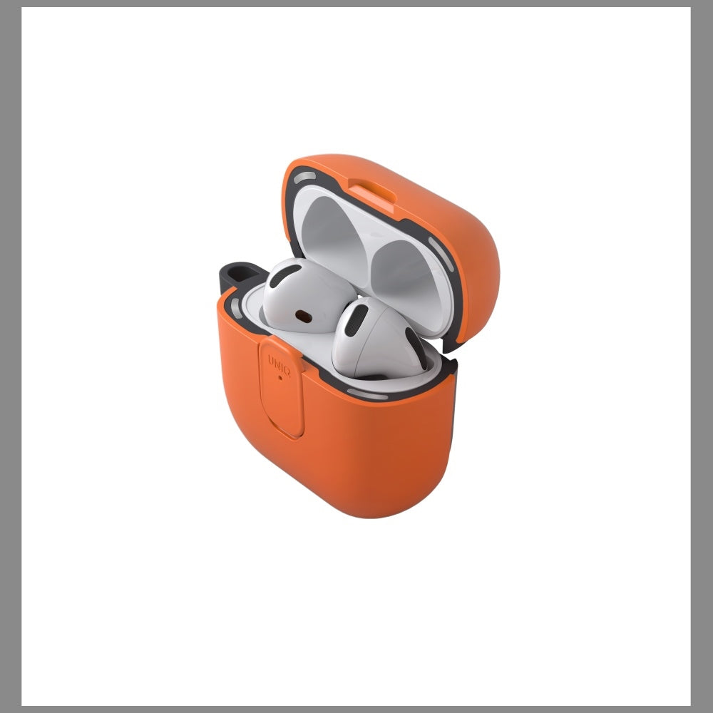 Uniq Clyde Lock dėklas AirPods 4 – oranžinis