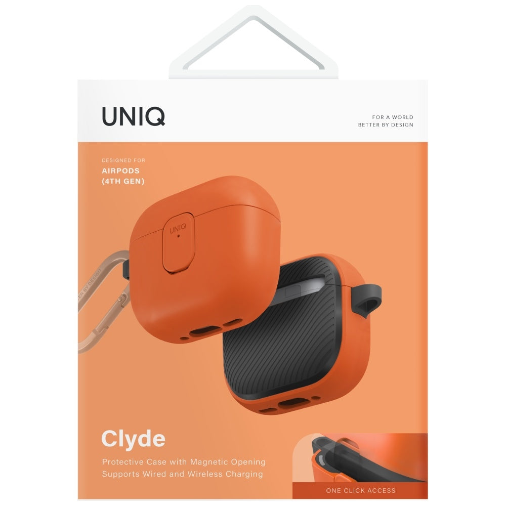 Uniq Clyde Lock dėklas AirPods 4 – oranžinis