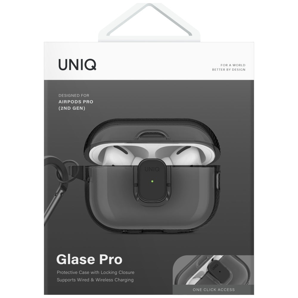 Uniq Glase Pro Lock dėklas AirPods Pro 2 – juodas