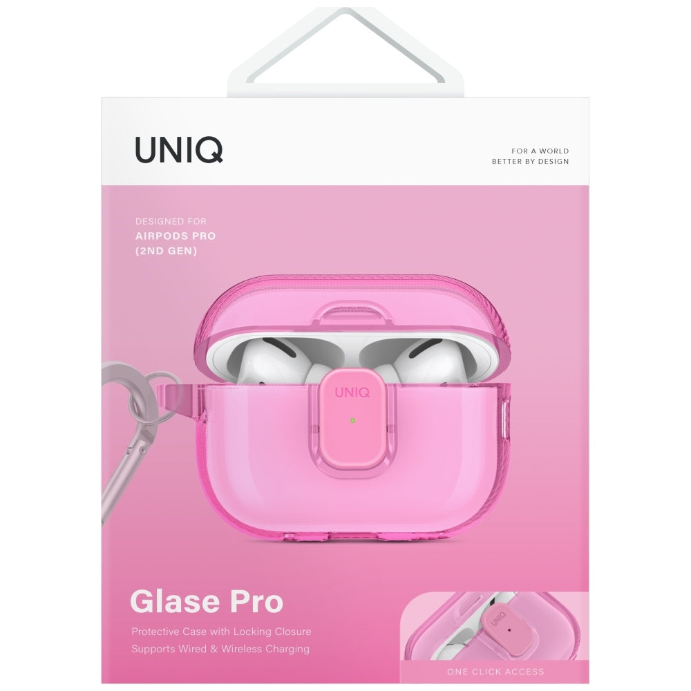 Uniq Glase Pro dėklas AirPods Pro 2 – rožinis