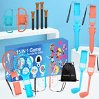 Nintendo Switch 15-in-1 Šeimos Priedų Paketas 2 - Oranžinis ir Mėlynas Rinkinys -- Nintendo Switch 2