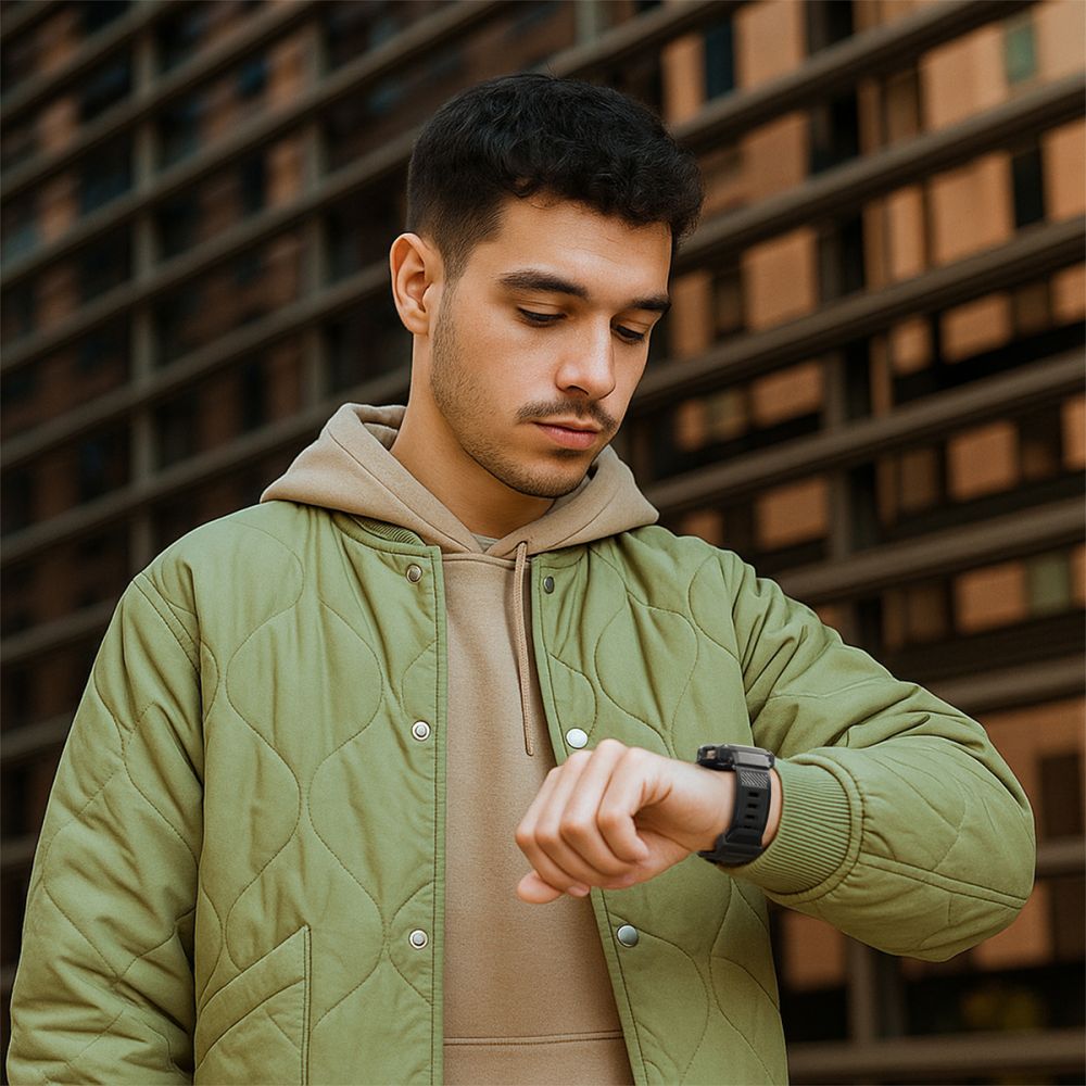Spigen Rugged Armor Pro dirželis Samsung Galaxy Watch 8 44mm - matinis juodas -- Samsung Galaxy Watch 8