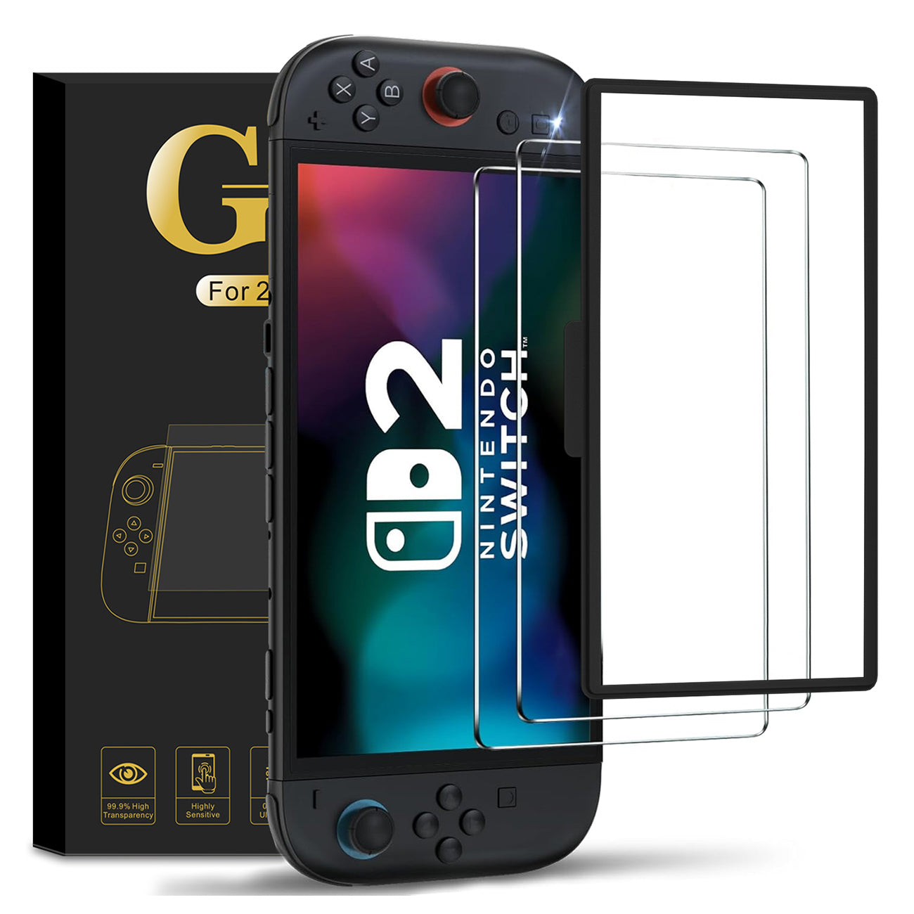Nintendo Switch 2 ekrano apsaugų rinkinys -- Cell phone tempered glass