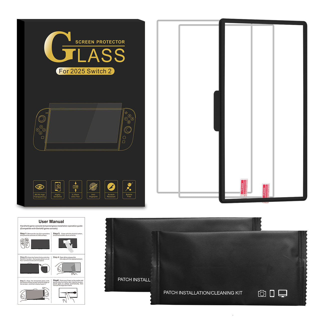Nintendo Switch 2 ekrano apsaugų rinkinys -- Cell phone tempered glass