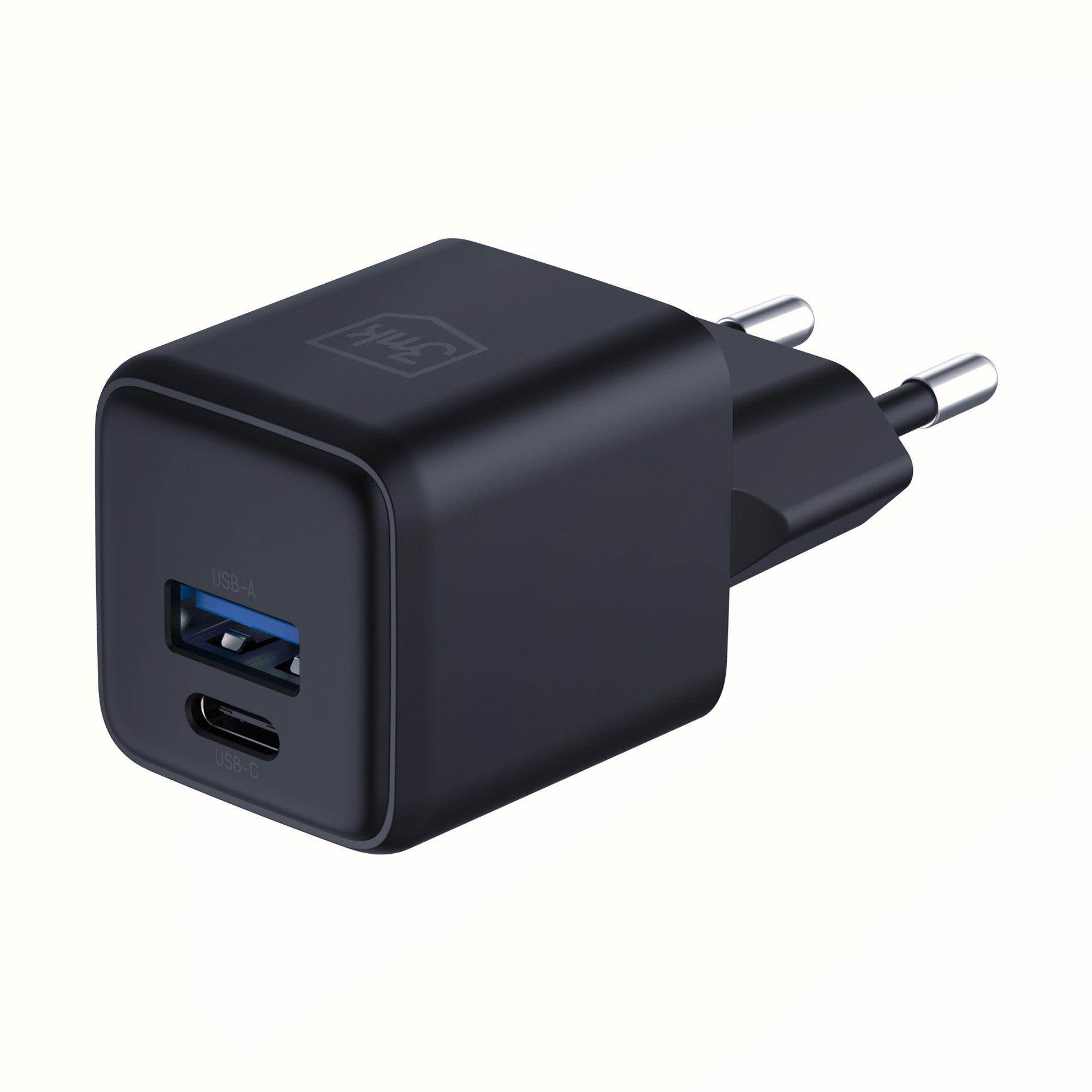 3mk Hyper GaN įkroviklis 20W QC4+ PD PPS USB-C USB-A sieninis įkroviklis – juodas