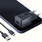 3mk Hyper GaN įkroviklis 20W QC4+ PD PPS USB-C USB-A sieninis įkroviklis – juodas