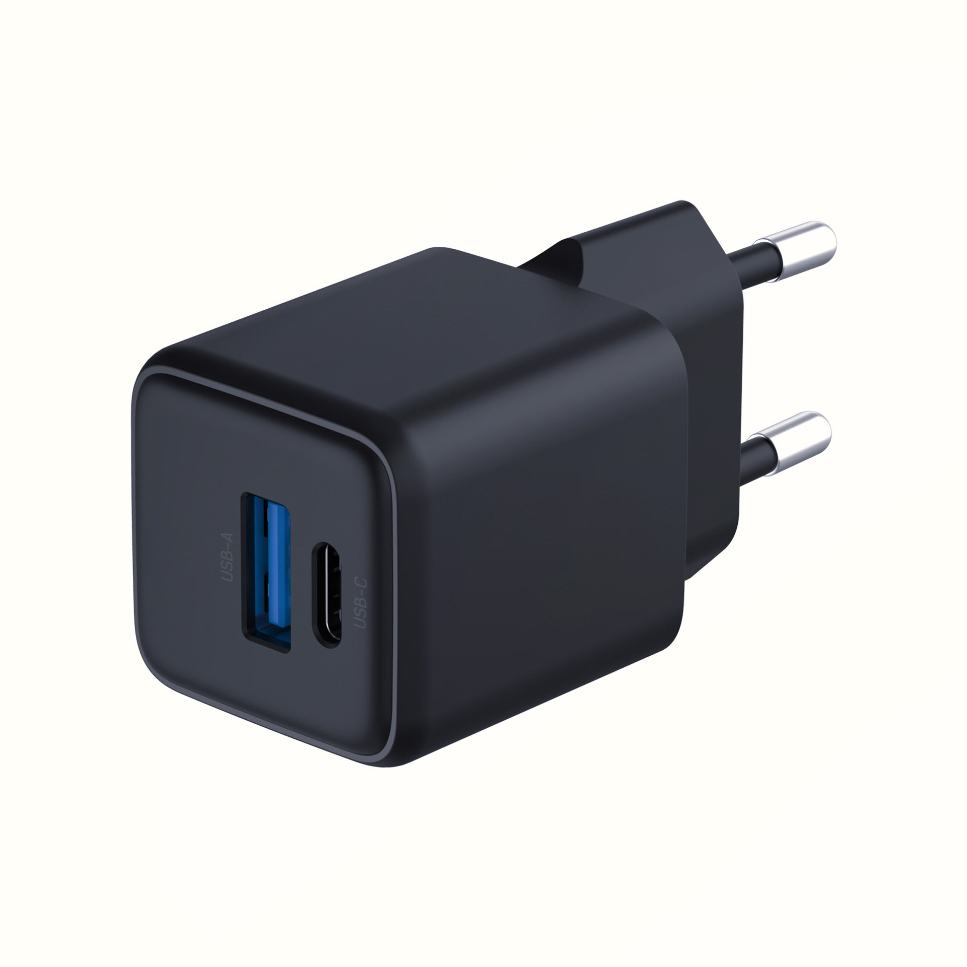 3mk Hyper GaN įkroviklis 20W QC4+ PD PPS USB-C USB-A sieninis įkroviklis – juodas
