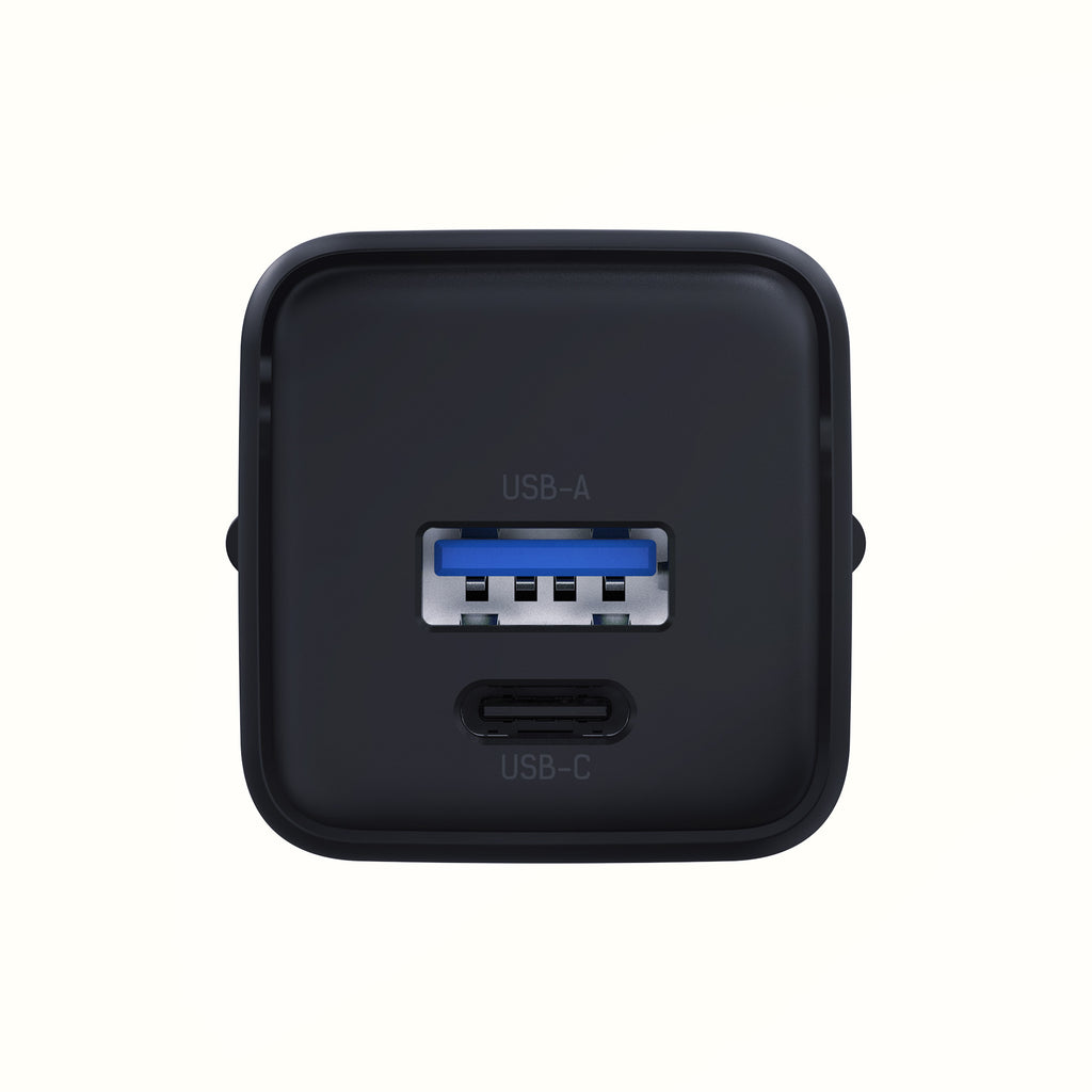 3mk Hyper GaN įkroviklis 20W QC4+ PD PPS USB-C USB-A sieninis įkroviklis – juodas