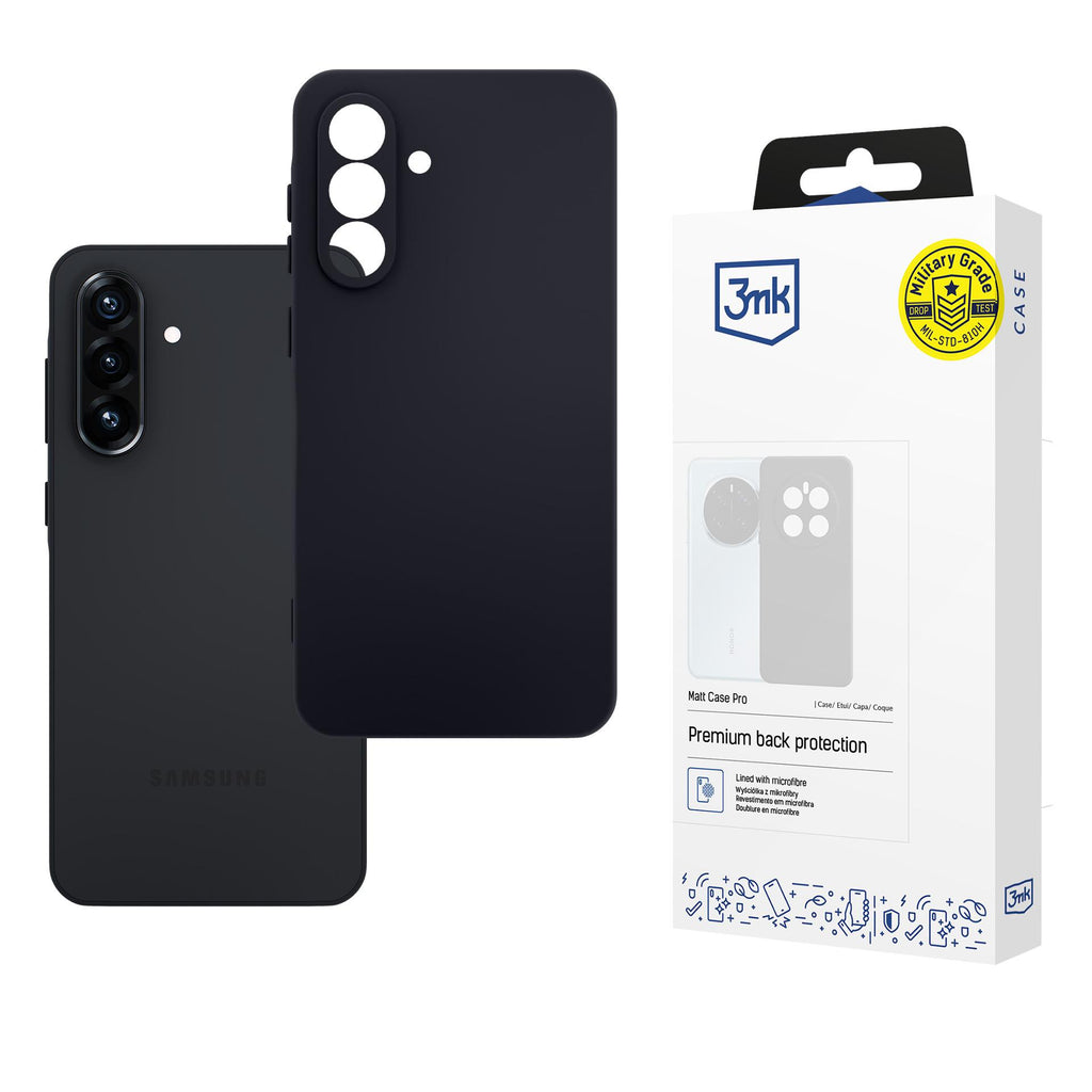 3mk Matt Case Pro, skirtas Samsung Galaxy A36 – matinė juoda
