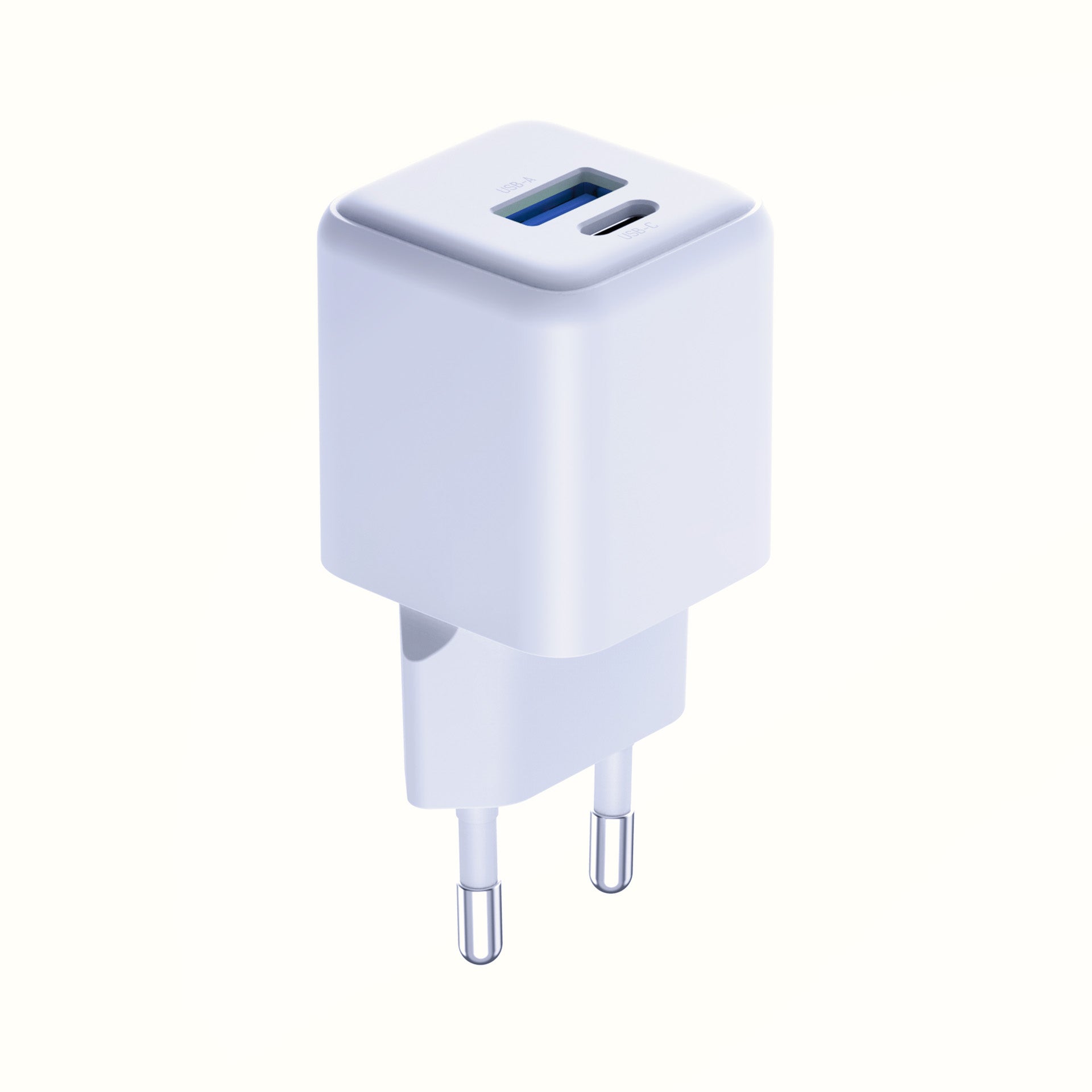 3mk Hyper GaN įkroviklis 20W QC4+ PD PPS USB-C USB-A sieninis įkroviklis – baltas