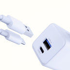 3mk Hyper GaN įkroviklis 20W QC4+ PD PPS USB-C USB-A sieninis įkroviklis – baltas