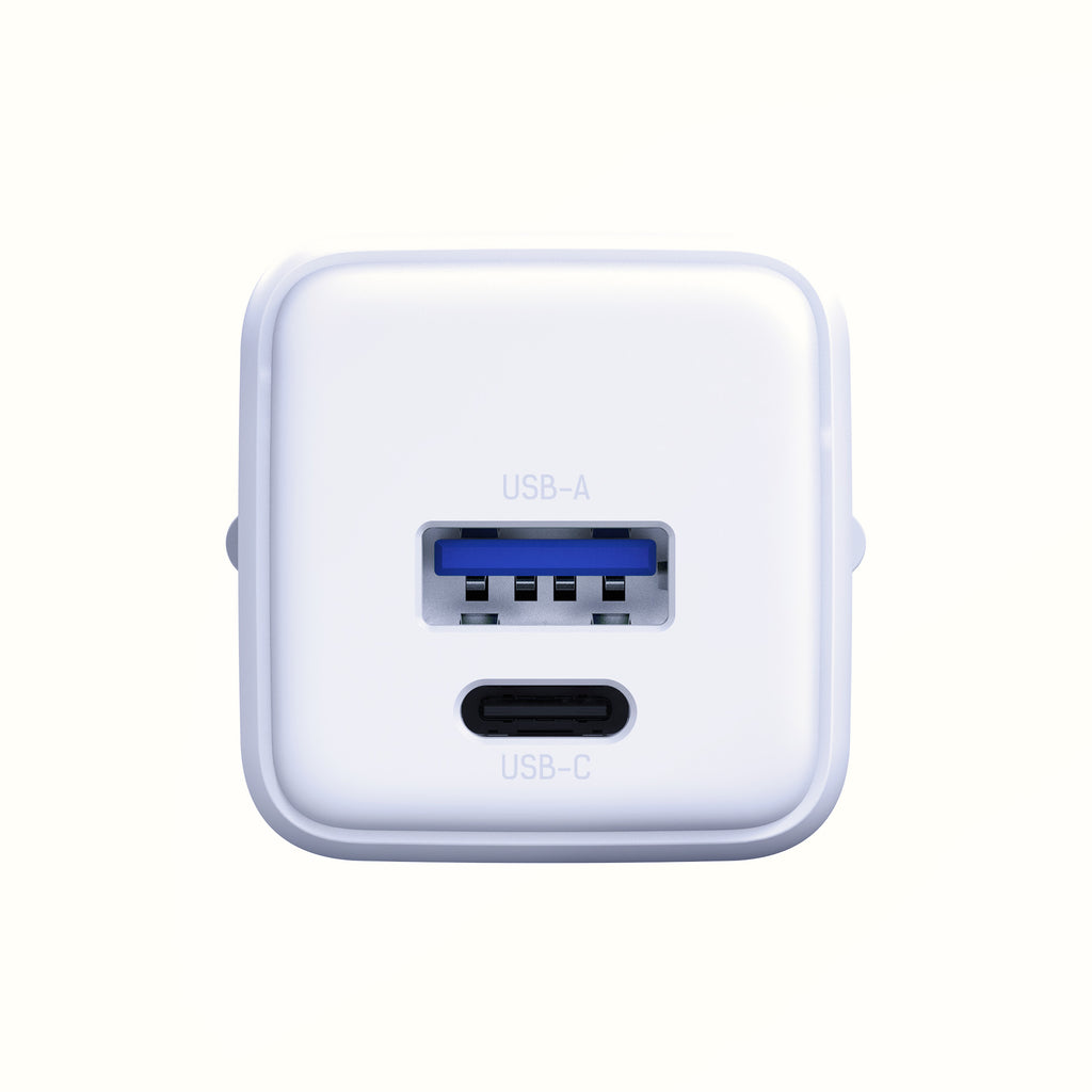 3mk Hyper GaN įkroviklis 20W QC4+ PD PPS USB-C USB-A sieninis įkroviklis – baltas