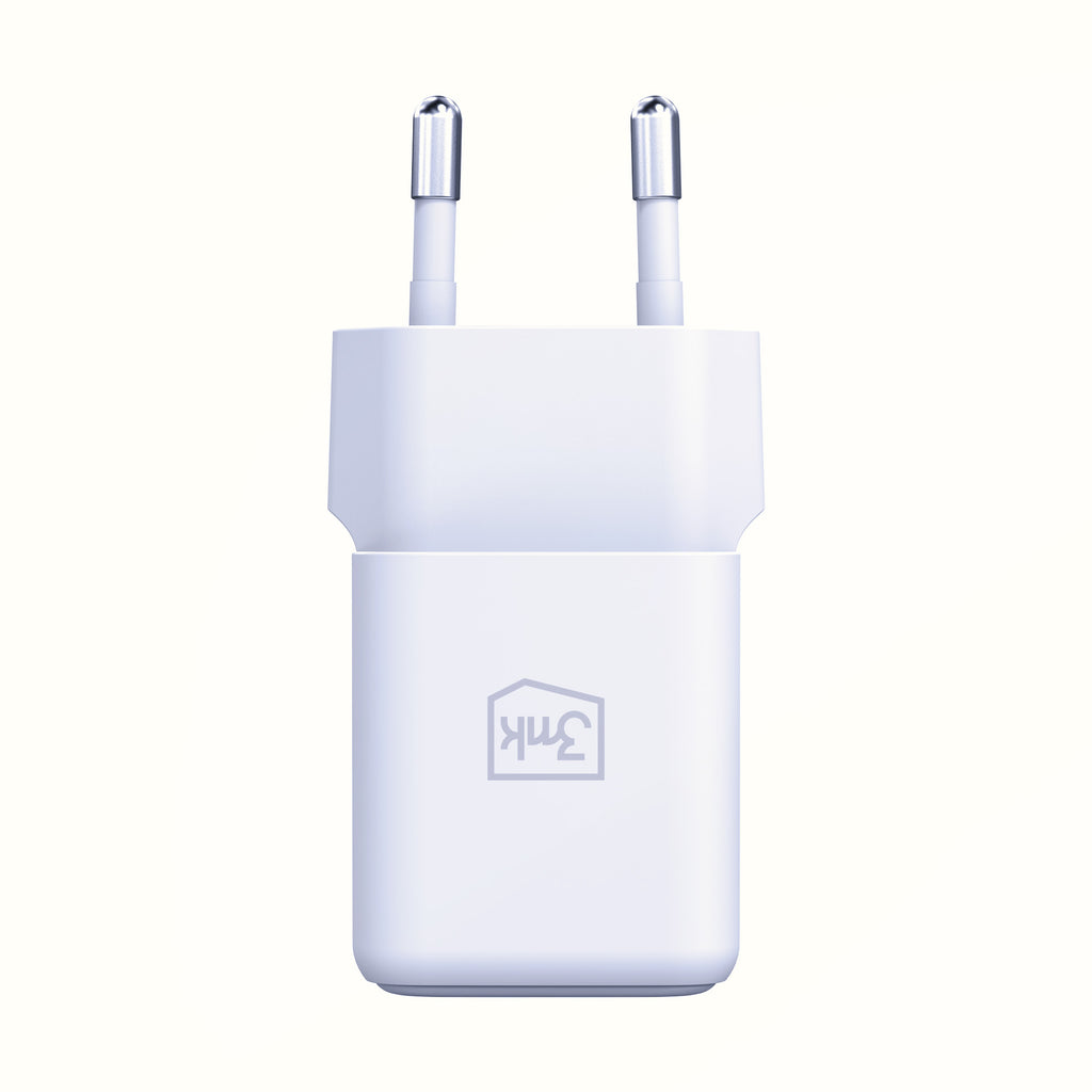 3mk Hyper GaN įkroviklis 20W QC4+ PD PPS USB-C USB-A sieninis įkroviklis – baltas