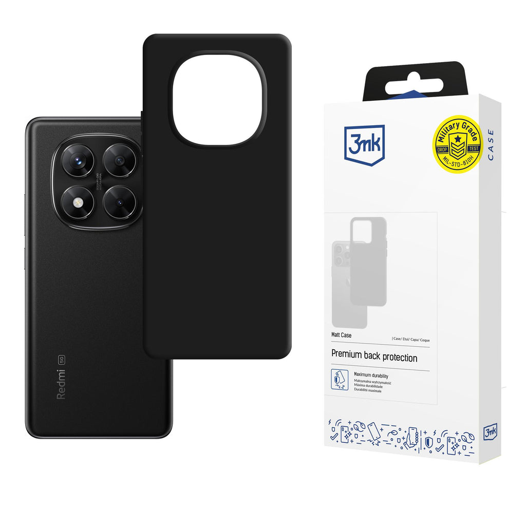 3mk Matt Case Pro, skirtas Xiaomi Redmi Note 14 PRO 5G/POCO X7 5G – matinė juoda