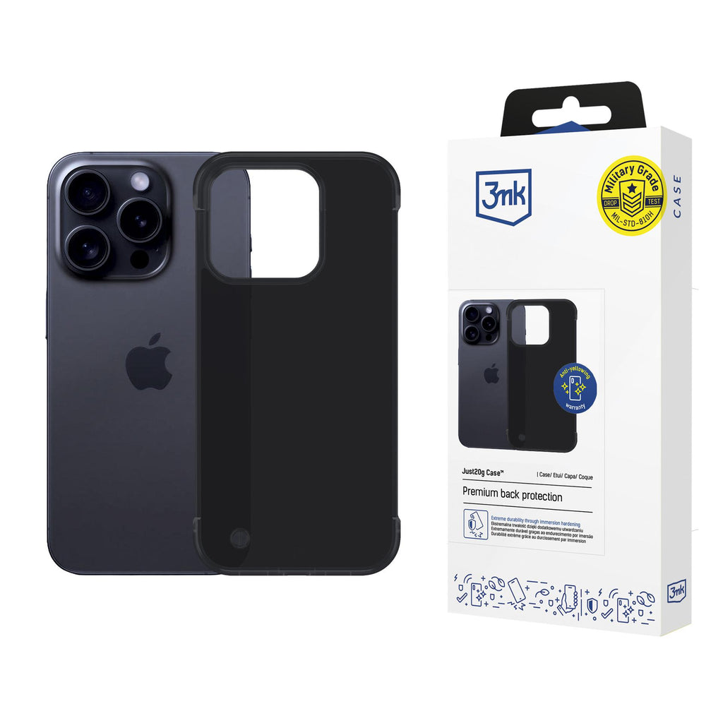 3mk Just20g matinis dėklas, skirtas Apple iPhone 15 Pro Max – matinė juoda -- iPhone 15 Pro Max