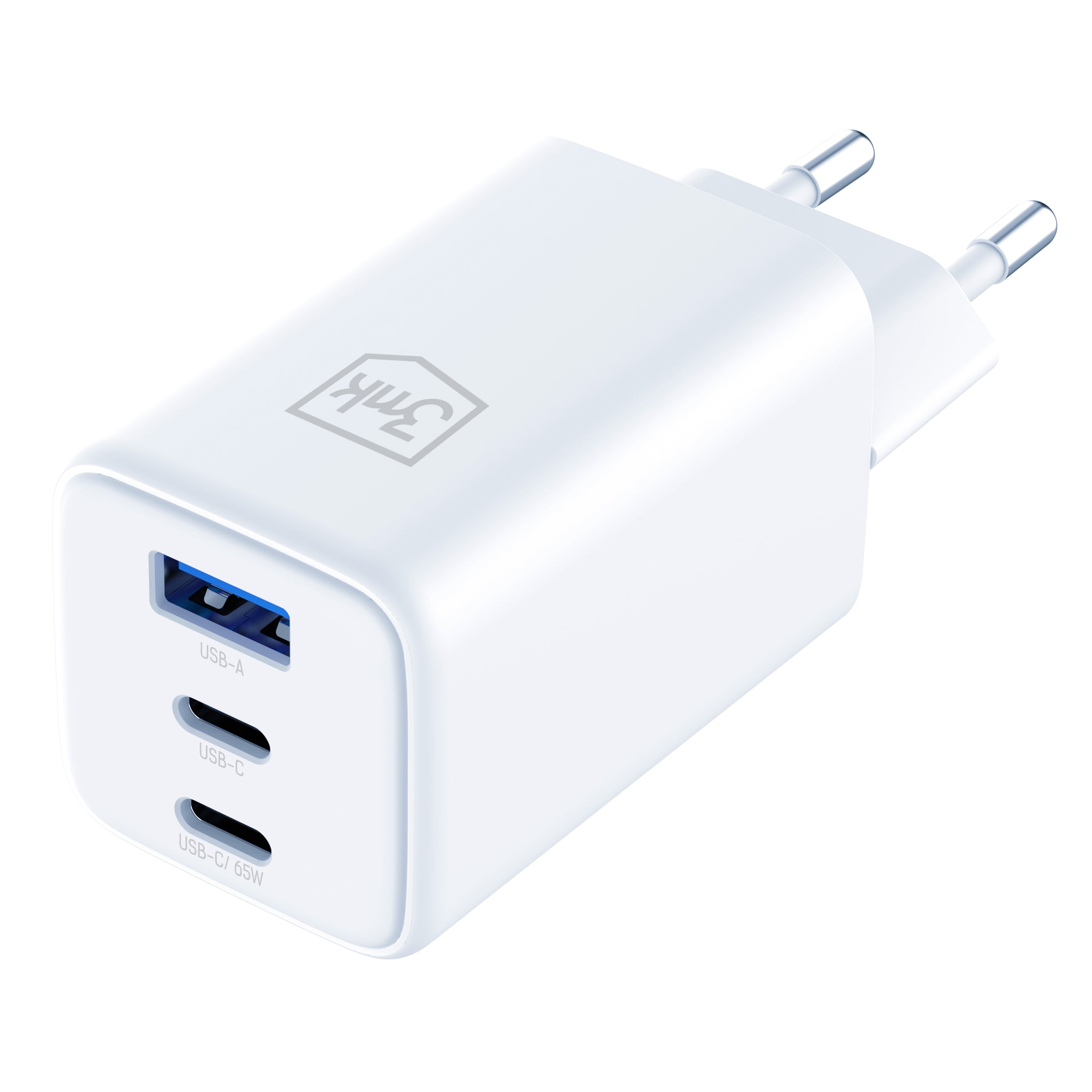 USB-C USB-A 3mk Hyper GaN PD įkroviklis 65W™ – baltas