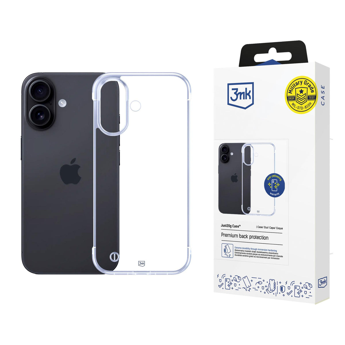3mk Just20g Clear dėklas, skirtas Apple iPhone 16 Plus – skaidrus -- iPhone 16 Plus