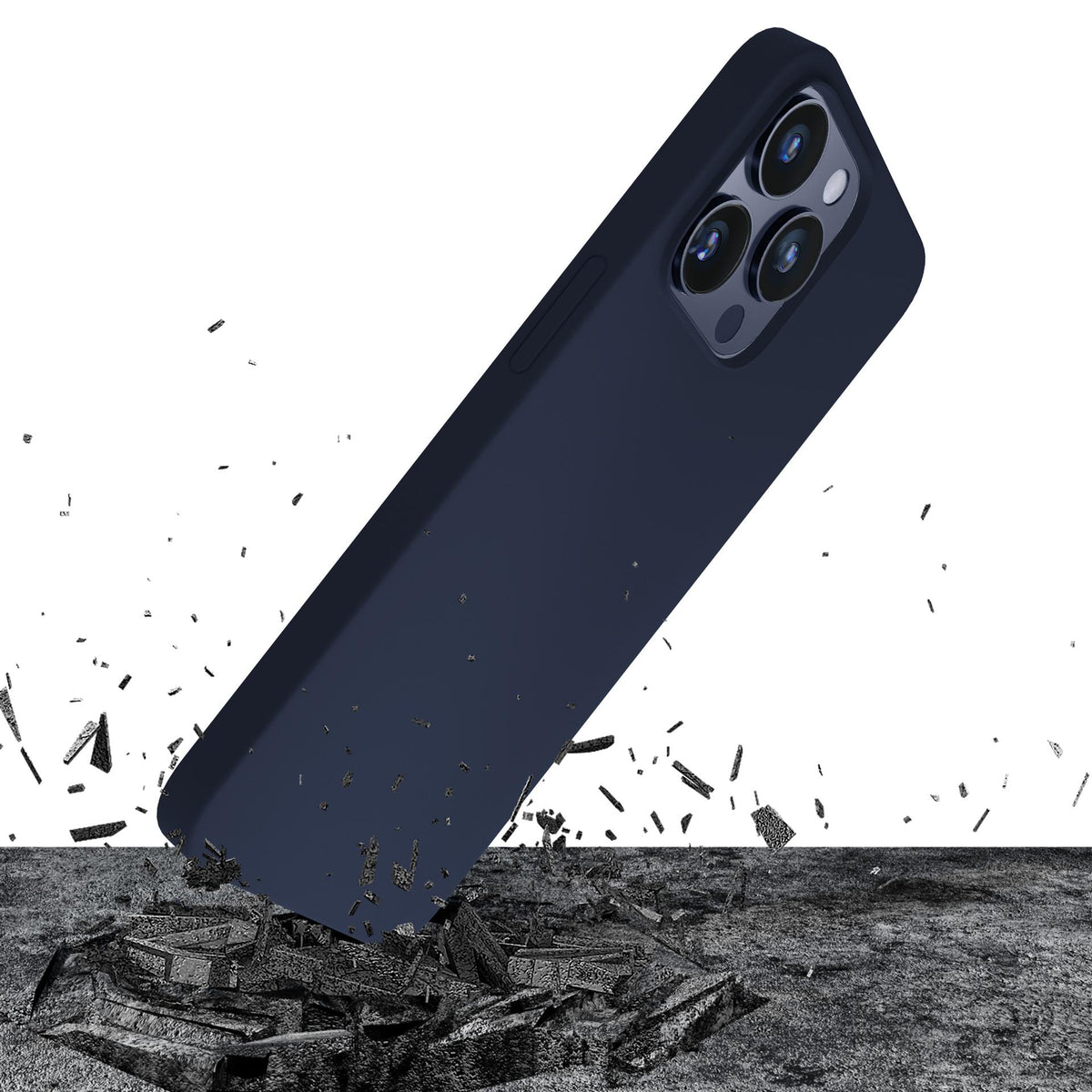 3mk Silicone Case, skirtas iPhone 16 Pro – tamsiai mėlynas -- iPhone 16 Pro