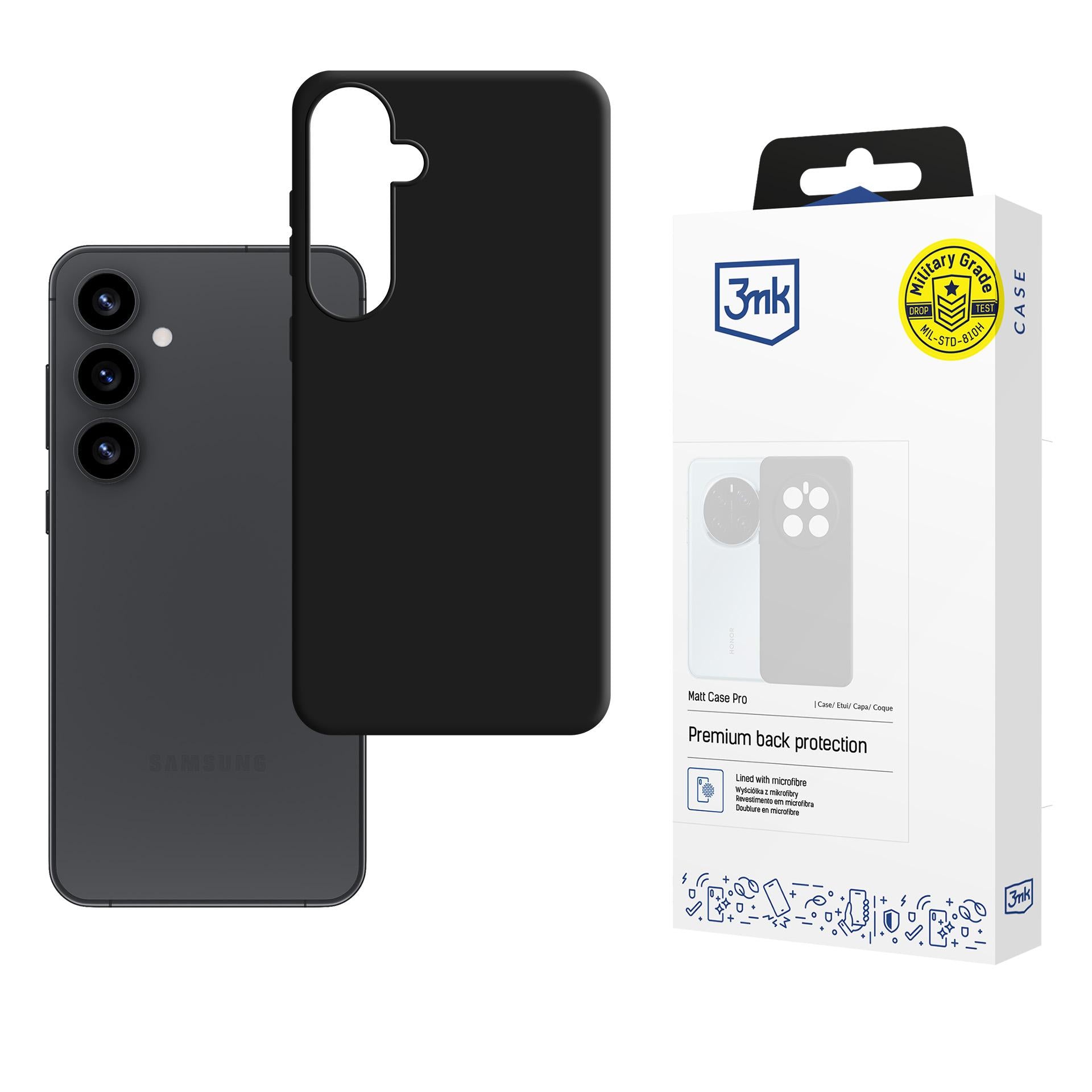 3mk Matt Case Pro, skirtas Samsung Galaxy S25 – matinė juoda
