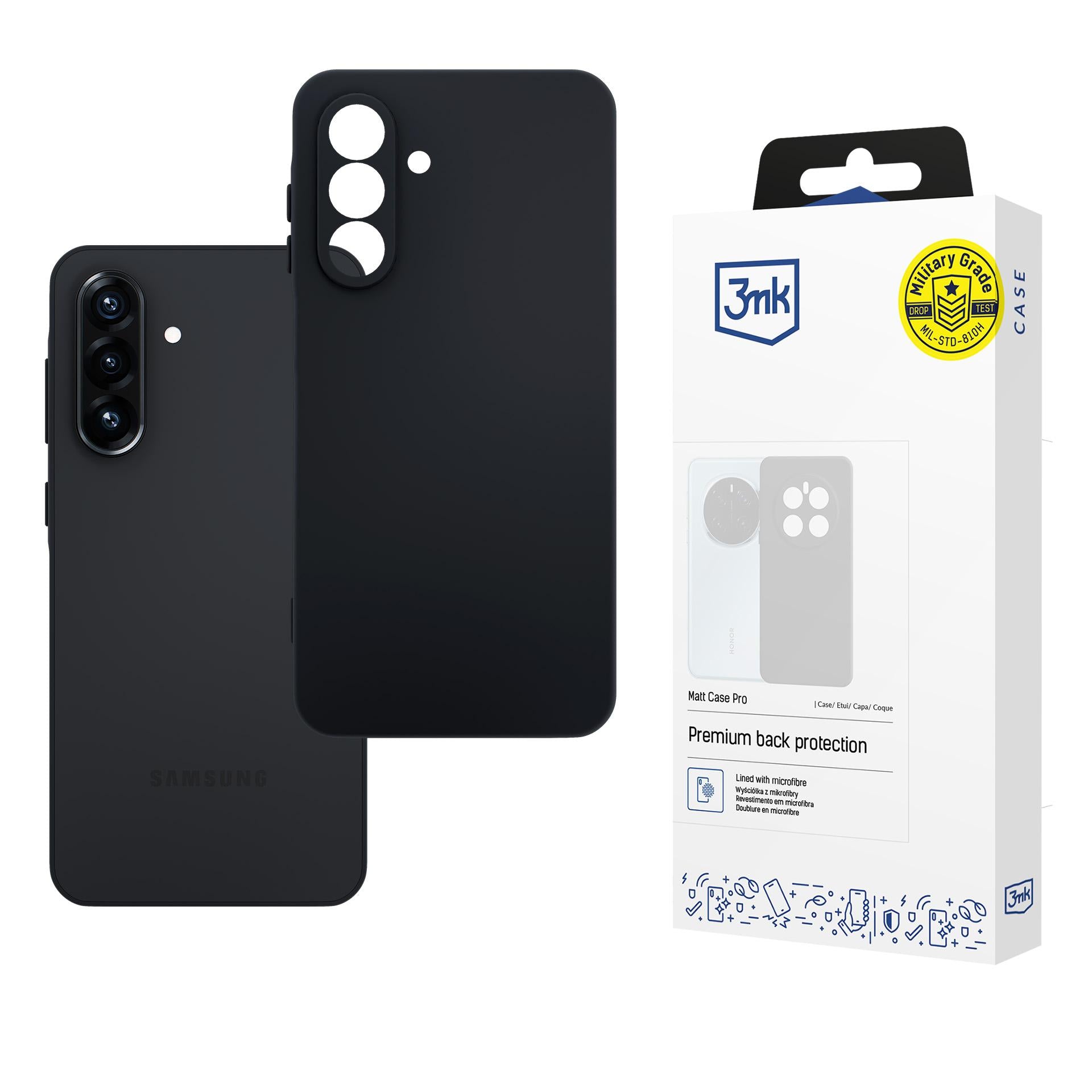 3mk Matt Case Pro, skirtas Samsung Galaxy A26 5G – matinė juoda